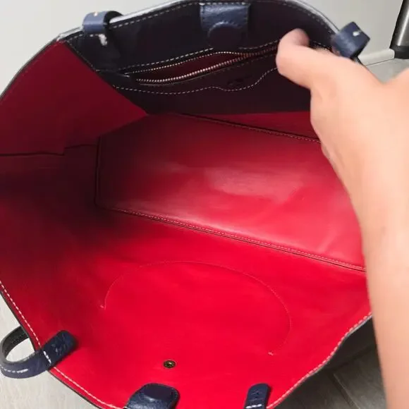 Tory Burch Perforated Tote Blue Bag Logo Shoulder Handbag - Picture 8 of 9